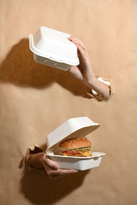 Sustainable Food Packaging <b>Box</b> for Takeout Service 6 x 6 Inches Compostable Sugarcane Bagasse Clamshell Burger <b>Box</b> for Food 2026 - Product Image 1