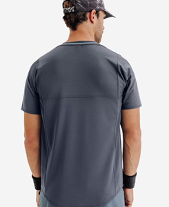 2026 Customized Men's Moisture Wicking Crew Neck Short Sleeve <b>Athletic</b> Shirt Gray Mesh Polyester Sport Top All Seasons Wear - Product Image 2