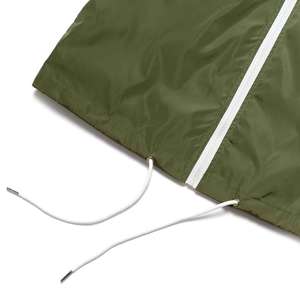 <b>Men</b> Color Block Hooded <b>Jacket</b> Full Zip Drawstring Olive Green <b>White</b> Sporty Windbreaker - Product Image 6