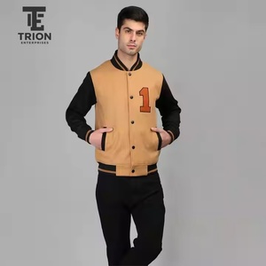 Blouson universitaire pour homme, couleur olive crème, brodé, style décontracté, veste de baseball, blouson bomber, vêtement d'extérieur décontracté pour l'automne, pour garçons - Product Image 2
