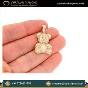 Collar con Colgante de Oso de Peluche Personalizado, Chapado en Oro sobre Plata 925, Joyería Hip Hop Moderna con Moissanita, Regalos Unisex - Product Image 3