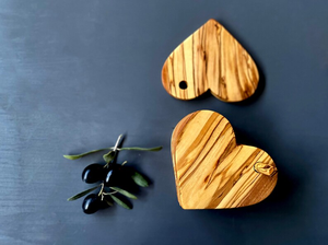 Olive <b>Wood</b> <b>Heart</b> Coaster Set, Rustic Drink Coasters By B H Brothers - Product Image 2