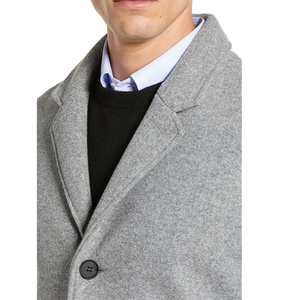 Manteau long en laine gris pour homme, col en V, double boutonnage, coupe droite, chaud et décontracté, idéal pour l'hiver - Product Image 6
