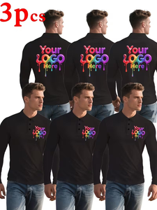 Custom Item Men's Cotton Casual Long Sleeve Gift Polo Shirt Eco-Friendly Quick-Dry Moisture-Wicking Breathable Lightweight - Product Image 2
