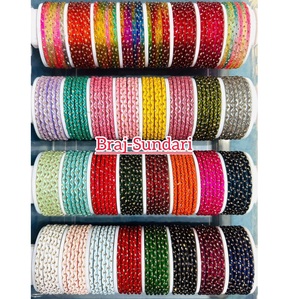 Juego de brajeras de cristal multicolor Braj Sundari, muy demandadas, joyería tradicional india para novias, para la venta. - Product Image 4
