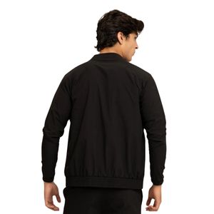 <b>Men's</b> Black Bomber <b>Jacket</b> Casual <b>Lightweight</b> Zip Up Stand Collar <b>Jacket</b> Ribbed Hem Custom Wholesale - Product Image 6