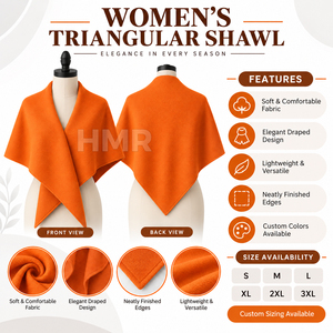 HMR Sorority Sisterhood Orange Wool Blend <b>Poncho</b> Shawl With Batwing Sleeve Casual Winter Wear For <b>Women</b> - Product Image 6