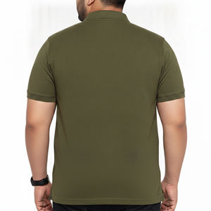 Camisa de Hombre en Tendencia, Color Verde Oliva, Cuello Camisero, Manga Corta, Corte Regular, Diseño Casual de Punto, Transpirable, con Logotipo en la Parte Delantera - Product Image 5