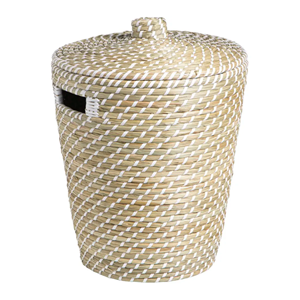 Minimalist Natural Seagrass Waste Paper <b>Bin</b> <b>With</b> <b>Lid</b>, Trash Can Basket For Kitchen Bathroom Basket Wholesale From Vietnam - Product Image 3