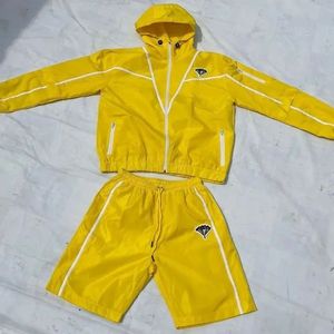 Ensemble de sport pour hommes, t-shirt à manches courtes avec fermeture éclair et short, tenue de sport décontractée pour la course à pied et la salle de sport - Product Image 2