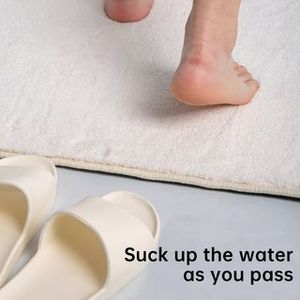 Tappeto Regionale a Quadri Blu e Bianco con Bordo Arricciato Rosa, Tappetino Antiscivolo, Set di Tappeti Decorativi per la Casa - Product Image 3