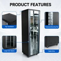 Armoire de serveur réseau sur pied de 19 pouces 12U 18U 22U 27U 32U 42U en acier laminé à froid avec porte en verre trempé OEM ODM