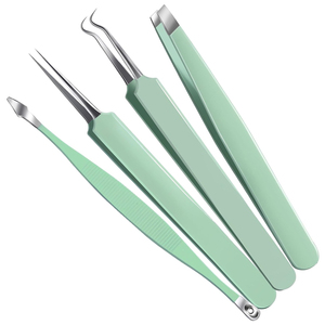 Juego de 7 Herramientas de Acero Inoxidable para Eliminar Puntos Negros, Color Verde Menta, MOQ Bajo, con Estuche de Viaje, Herramientas Duraderas para Eliminar Granos, Acné e Imperfecciones - Product Image 3