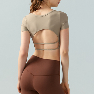Camiseta Corta de Cuello Cuadrado para Mujer, de Alta Calidad, para Yoga, Ejercicio, Running, Fitness, Top Corto Acanalado para Gimnasio - Product Image 3