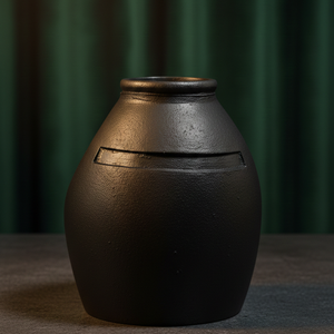 Florero Moderno Negro y Dorado con Textura, Maceta Nórdica Minimalista para Decoración de Hogar de Lujo, Vestíbulo de Hotel y Adorno de Boda - Product Image 1