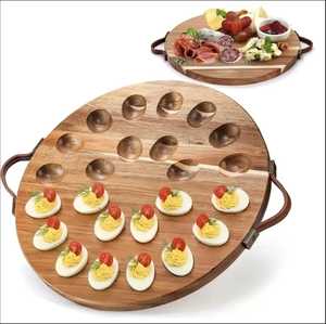 Bamboo <b>Egg</b> Holder Tray Wooden <b>Egg</b> <b>Storage</b> Plate Kitchen Organizer Board with Dual Slots Countertop <b>Egg</b> Stand Durable - Product Image 5