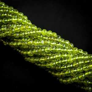 Cuentas Redondas de Peridoto Natural de 5-6 mm, Peridoto Verde AAA, Cuentas Redondas Lisas, Cuentas de Piedras Preciosas de Peridoto para Hacer Joyas y Manualidades, 14 Pulgadas - Product Image 3