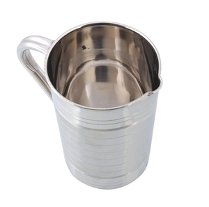 Carafe à eau en acier inoxydable au design simple et classique, écologique, avec poignée en acier, capacité de 1,8 L, 100 % faite à la main, couleur argent, pour la maison - Product Image 3