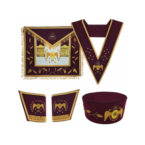 Perfect beautiful Masonic Regalia Apron Set Hand Embroidered <b>Sew</b>-On Fabric Badges Degree 95th - Product Image 1