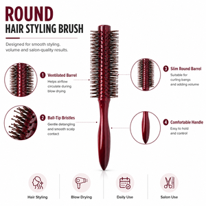 Cepillo Redondo de Nailon Clásico y Cómodo para Peinar y Secar el Cabello, Ideal para Cabello Largo - Product Image 2