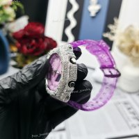 Montre analogique-numérique de luxe pour femme Bust Down en argent 925 avec bracelet rose et moissanite VVS, style hip-hop