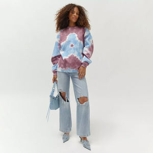 Sudadera Oversize Tie Dye para Mujer, Hombros Caídos, 100% Algodón, Estilo Urbano, Venta al por Mayor, Sudadera con Logo Personalizado, Cuello Redondo - Product Image 4