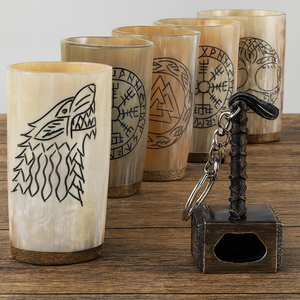 ถ้วยดื่มน้ำทำมือรูปควายฮอร์นสำหรับงานประดิษฐ์ทำจากหมาป่าโบราณแบบไวกิ้ง - Product Image 1