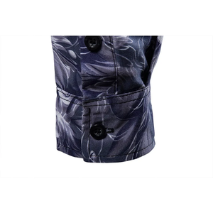 Camisa de Hombre con Cuello Alto y Estampado Floral, Cardigan Estampado de Manga Larga, Corte Ajustado, Informal, con Botones - Product Image 6