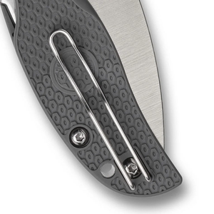 Couteaux de poche pliants compacts avec lame en acier inoxydable argenté, manche antidérapant à motif gris, trou pour le pouce et clip de poche - Product Image 6
