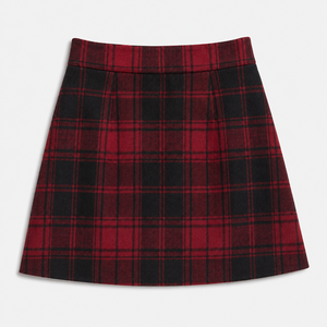 Jupe mini plissée à carreaux pour femme, mélange de laine, taille naturelle, coupe trapèze, automne-hiver, décontractée, OEM ODM - Product Image 6