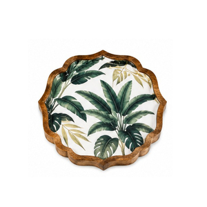 Plateau de rangement rectangulaire en bois, motif floral gravé, finition polie, style moderne et luxueux, compatible lave-vaisselle, multifonctionnel, pour le sol - Product Image 6