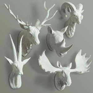 Decoración de Pared con Cabeza de Animal 3D Hecha a Mano en Aluminio, Diseño Moderno, Paquete de Varias Piezas - 21x17x36cm (8x7x14 pulgadas) - Product Image 3