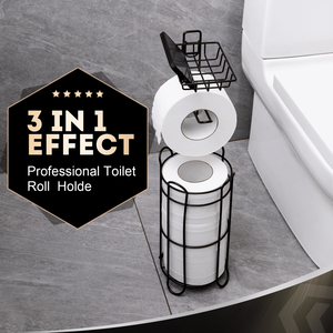 Portarotolo da bagno marrone con comodo ripiano per mega rotoli e telefono - Product Image 3