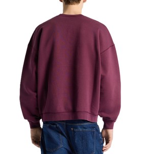 Sudadera de Cuello Redondo Color Borgoña para Hombre, 100% Algodón, Felpa Francesa, Corte Holgado, Estilo Casual, Color Sólido, Ecológica, para Invierno - Product Image 2