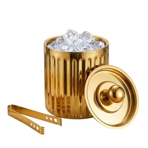Seau à glace artisanal en acier inoxydable martelé, plaqué or, pour bar, idéal pour les fêtes à domicile, le vin et le champagne, en promotion - Product Image 6