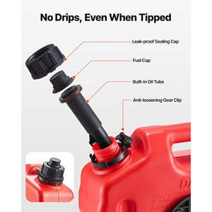 Réservoir de carburant sécurisé de 2,6 gallons pour voitures, motos, VTT, UTV, rouge, étanche, portable avec bec verseur verrouillable, débit maximal de 15 L/min - Product Image 3