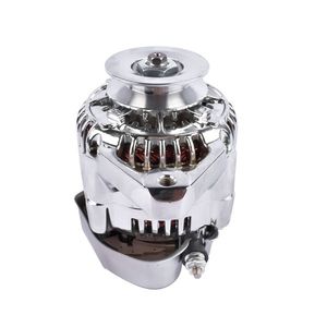 Chrome Mini Alternator for GM Denso Style 12 Volt V Belt 1 Wire Street Race Car - Product Image 5