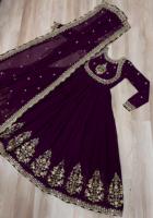 Ensemble Anarkali brodé avec travail Zari doré, Salwar Kameez long pour femme, tenue traditionnelle indienne pour mariage et fête de Diwali
