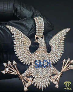 Pendentif Aigle Premium en Argent Sterling 925 Plaqué Or avec Diamants de Laboratoire VVS – Cadeau Unisexe Hip Hop - Product Image 3
