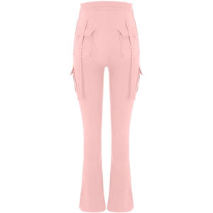 Pantalon cargo décontracté pour femme, taille haute, éco-responsable, respirant, coupe skinny élastique, avec cordon de serrage, poches cargo, devant plat, couleur unie, printemps - Product Image 6