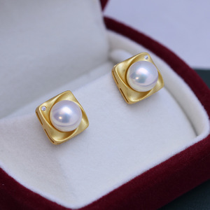 Pendientes de Plata S925 con Perlas de Agua Dulce de 8-9 mm, Blancas, de Luz Intensa, Casi Impecables, con Hebilla para Mujer, Elegantes Accesorios para las Orejas - Product Image 2