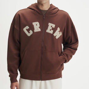 Nouveaux sweats à capuche zippés en jersey lavé pour hommes, couleur unie, manches longues, brodés, pour l'automne et l'hiver - Product Image 2