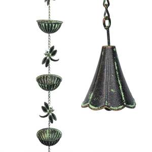 Chaîne de pluie élégante en fer pour extérieur, système décoratif de contrôle du flux d'eau de pluie, alternative aux gouttières de toit - Product Image 2