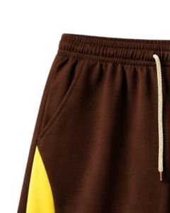 Shorts décontractés pour hommes en jersey marron et jaune, en coton et polyester, avec cordon de serrage et taille élastique, pour la gym et le sport, fournisseur OEM - Product Image 6