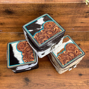 Venta al por mayor de cuero de vaca hecho a mano personalizado cajas de almacenamiento de joyas de gran tamaño organizador caja cuadrada de cuero con herramientas caja de joyería de viaje - Product Image 3