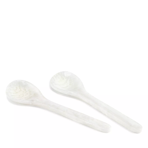 Ustensiles de service pour salade en résine écologique, cuillère et fourchette à manche ondulé, faits à la main, durables, compatibles lave-vaisselle/micro-ondes/four FAIZA CRAFT - Product Image 1