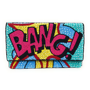 Bolso de Mano Plegable y Duradero con Cuentas, Estilo Pop Art y Cómic, Hecho a Mano, con Lentejuelas, Bordado de Texto, Moderno, para Navidad - Product Image 4