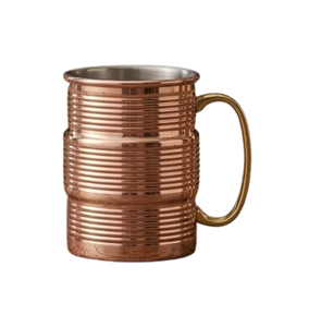 Ribbed Design Copper Metal <b>Mug</b> Kitchenware <b>Mug</b> Pure Copper Finished <b>Mug</b> Medium Size Drink Water Serving <b>Glass</b> - Product Image 5