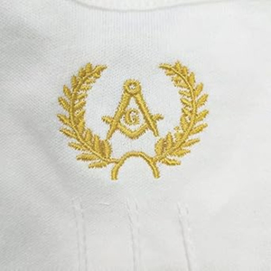 Master Mason Blue Lodge Gloves with White Cotton Machine Embroidery Freemason Regalia with Leather and custom logo design - Product Image 5