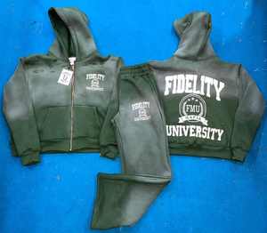 Ensemble de survêtement décontracté en molleton lourd de qualité supérieure, personnalisé, lavé, 100% coton, avec fermeture éclair, sweat-shirt et pantalon de survêtement, vêtements d'hiver - Product Image 3